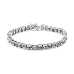 .925 Sterling Silver 2.0 Cttw Diamond 7" Round Miracle Plate Link Bracelet (I-J Color, I2-I3 Clarity)-0