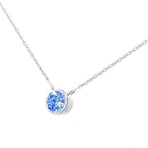 .925 Sterling Silver 1/10 Carat Blue Diamond Suspended Bezel-Set Solitaire 16"-18" Adjustable Pendant Necklace (Color Enhanced, I1-I2 Clarity)-0