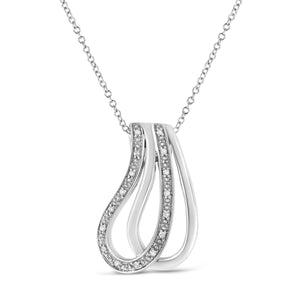 .925 Sterling Silver Pave-Set Diamond Accent Double Curve 18" Pendant Necklace (I-J Color, I1-I2 Clarity)-0