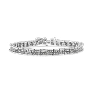 .925 Sterling Silver 2.0 Cttw Diamond 7" Round Miracle Plate Link Bracelet (I-J Color, I2-I3 Clarity)-1