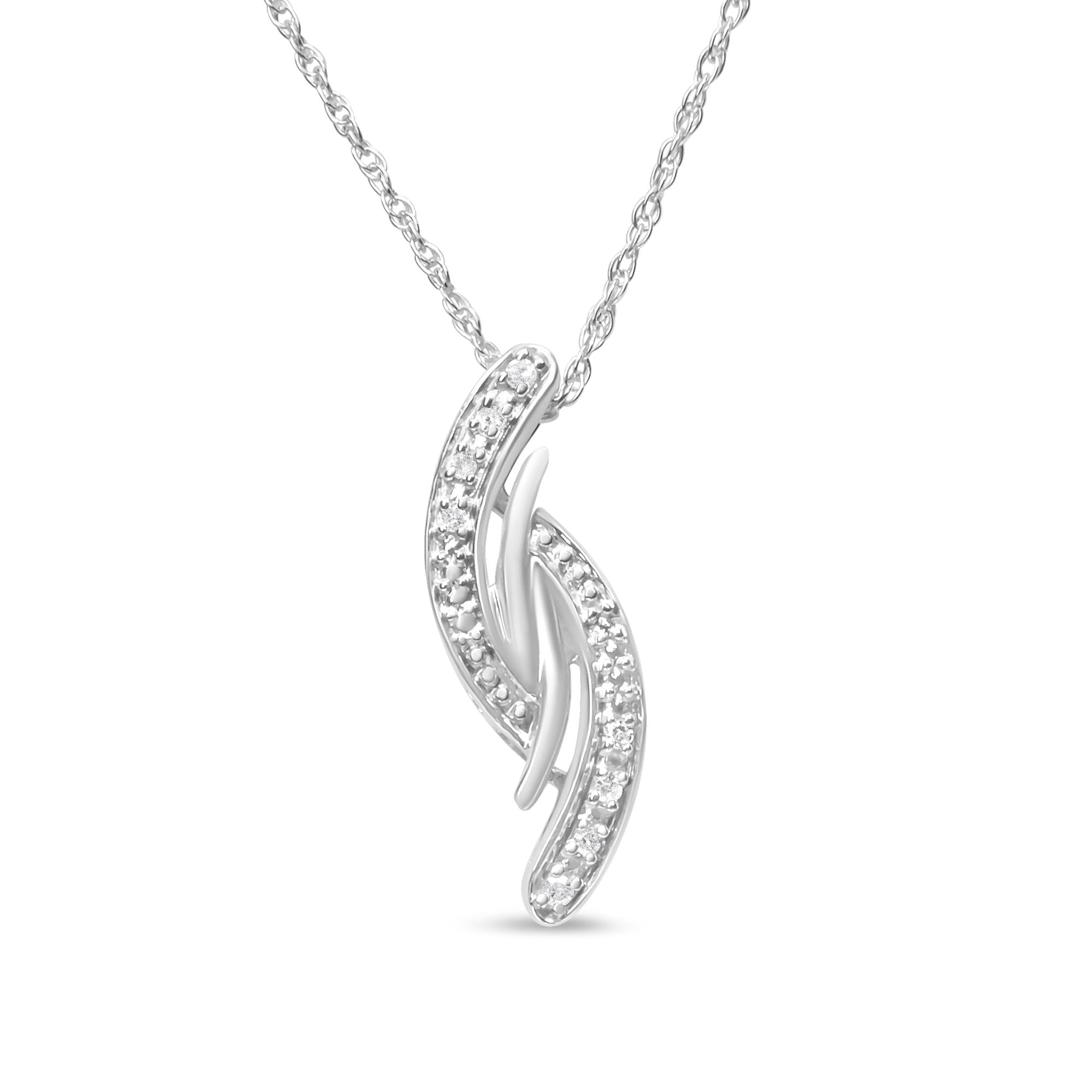 .925 Sterling Silver Diamond Accent Bypass Curve 18" Pendant Necklace (I-J Color, I3 Clarity)-1