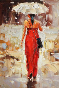 Dress Red lady Knife Art Painting-0