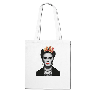 Frida Kahlo with Flowers Portrait artwork tote bag-2