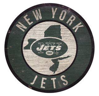 New York Jets Wood Sign 12-Inch Round State Design - Team Spirit Store USA 
