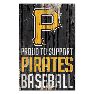 Pittsburgh Pirates Sign 11x17 Wood Proud to Support Design - Team Spirit Store USA 