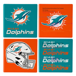 Miami Dolphins Coaster Set 4 Piece with Wood Caddy - Team Spirit Store USA 