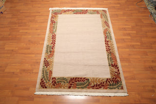 5'10" x 8'5" Hand Knotted Loop & Cut Pile Wool Tibetan Oriental Area Rug Beige-1