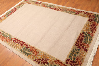 5'10" x 8'5" Hand Knotted Loop & Cut Pile Wool Tibetan Oriental Area Rug Beige-2