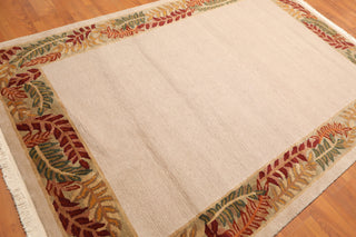 5'10" x 8'5" Hand Knotted Loop & Cut Pile Wool Tibetan Oriental Area Rug Beige-3