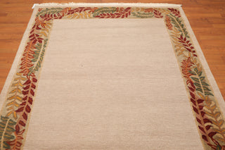 5'10" x 8'5" Hand Knotted Loop & Cut Pile Wool Tibetan Oriental Area Rug Beige-4