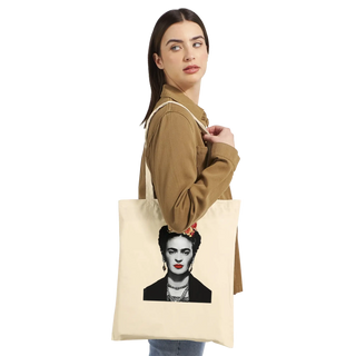 Frida Kahlo with Flowers Portrait artwork tote bag-1