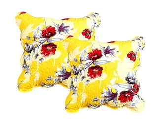 DaDa Bedding Set of 2 Sunshine Yellow Hummingbirds Floral Scalloped Throw Pillow Covers, 18" (JHW925) - Team Spirit Store USA 