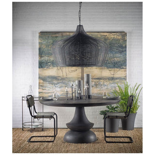 Round Charcoal Gray Solid Wood Dining Table - Team Spirit Store USA 