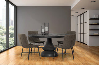 Round Charcoal Gray Solid Wood Dining Table - Team Spirit Store USA 