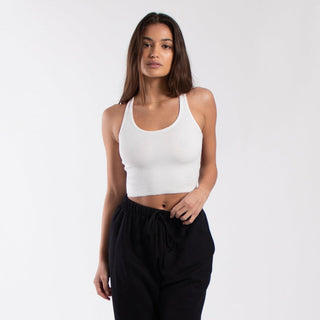 4010 - Women's Cropped 2x1 Ribbed Tank-0