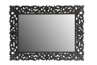 Black Floral Carved Solid Wood Framed Accent Mirror - Team Spirit Store USA 