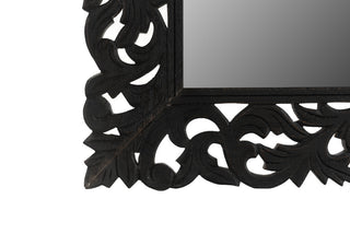 Black Floral Carved Solid Wood Framed Accent Mirror - Team Spirit Store USA 