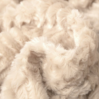 DaDalogy Bedding Champagne Ivory Faux Fur Throw Blanket - Dreamy Gold Geometric Embossed Sherpa Backside - Super Soft Warm Cozy Plush Fluffy - Team Spirit Store USA 