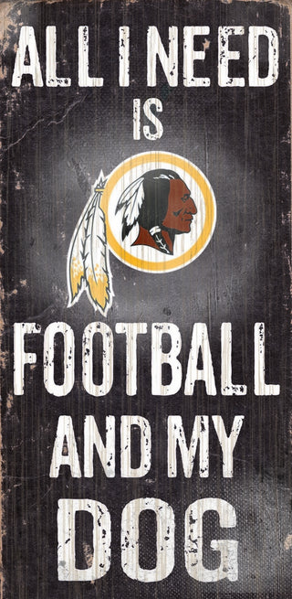 Washington Redskins Wood Sign - Football and Dog 6"x12" - Team Spirit Store USA 