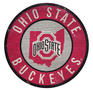 Ohio State Buckeyes Sign Wood 12 Inch Round State Design - Team Spirit Store USA 
