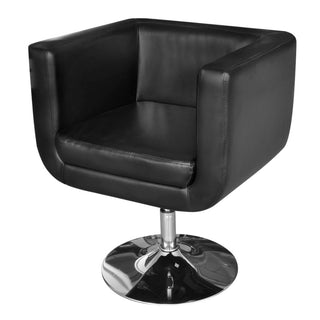 vidaXL Armchair with Chrome Base Black Faux Leather-0