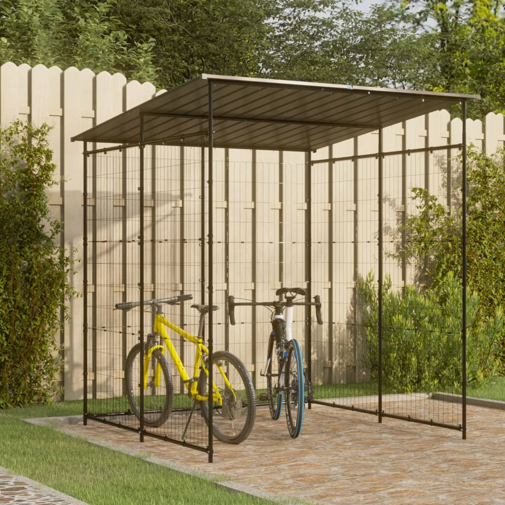vidaXL Bicycle Shed 74.8"x74.8"x87.4" Steel Black-0