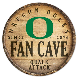 Oregon Ducks Sign Wood 14 Inch Round Barrel Top Design - Special Order - Team Spirit Store USA 