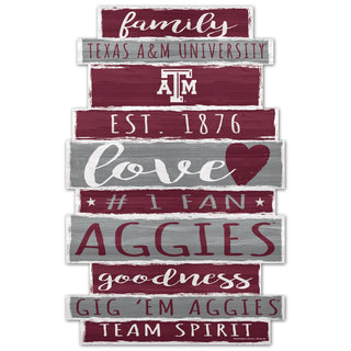 Texas A&M Aggies Sign 11x17 Wood Family Word - Team Spirit Store USA 