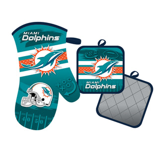 Miami Dolphins Oven Mitt and Pot Holder Set - Team Spirit Store USA 
