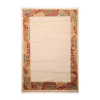 5'10" x 8'5" Hand Knotted Loop & Cut Pile Wool Tibetan Oriental Area Rug Beige-0