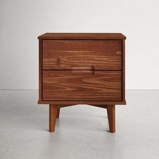 FarmHouse 2 Drawer Solid Wood Nightstand Walnut-0