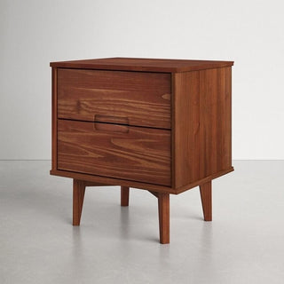 FarmHouse 2 Drawer Solid Wood Nightstand Walnut-2