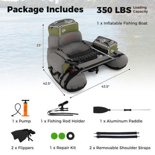 Inflatable Fishing Float Tube with Shoulder Straps and Storage for Angling-Green - Team Spirit Store USA 