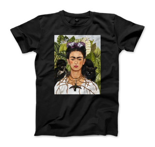 Frida Kahlo Self-portrait with thorn necklace and hummingbird art t-shirt-5