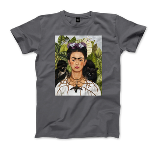 Frida Kahlo Self-portrait with thorn necklace and hummingbird art t-shirt-7