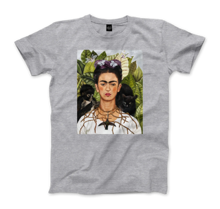Frida Kahlo Self-portrait with thorn necklace and hummingbird art t-shirt-6