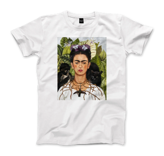 Frida Kahlo Self-portrait with thorn necklace and hummingbird art t-shirt-3