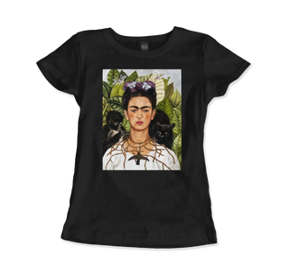Frida Kahlo Self-portrait with thorn necklace and hummingbird art t-shirt-11