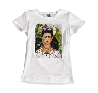 Frida Kahlo Self-portrait with thorn necklace and hummingbird art t-shirt-4