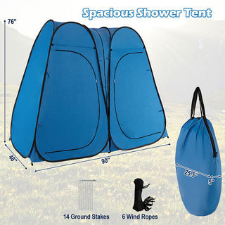 Oversized Pop Up Shower Tent with Window Floor and Storage Pocket-Black-3