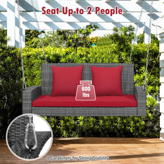 2-Person Patio PE Wicker Hanging Porch Swing Bench - Team Spirit Store USA 
