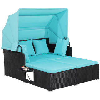 Patio Rattan Daybed with Retractable Canopy - Team Spirit Store USA 
