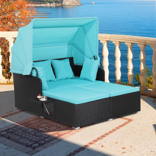 Patio Rattan Daybed with Retractable Canopy - Team Spirit Store USA 