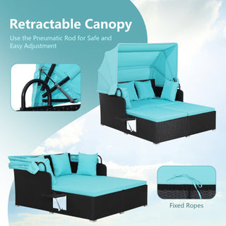 Patio Rattan Daybed with Retractable Canopy - Team Spirit Store USA 