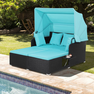 Patio Rattan Daybed with Retractable Canopy - Team Spirit Store USA 