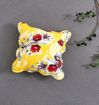 DaDa Bedding Set of 2 Sunshine Yellow Hummingbirds Floral Scalloped Throw Pillow Covers, 18" (JHW925) - Team Spirit Store USA 