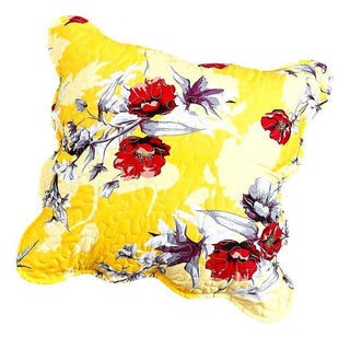 DaDa Bedding Set of 2 Sunshine Yellow Hummingbirds Floral Scalloped Throw Pillow Covers, 18" (JHW925) - Team Spirit Store USA 