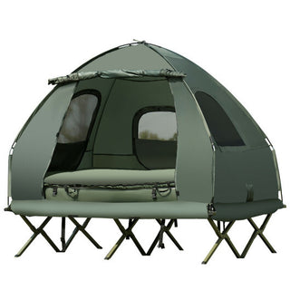 5-in-1 2-Person Foldable Outdoor Camping Tent Cot with Air Mattress and Sleeping Bag - Team Spirit Store USA 