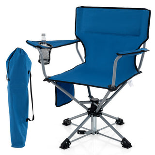 360 Swivel Hunting Chair Portable Foldable Hunting Chair with Mesh Cup Holder and Storage Pockets-Blue - Team Spirit Store USA 