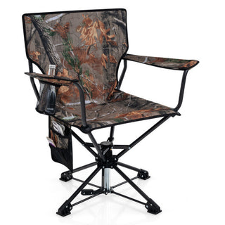 360 Swivel Hunting Chair Portable Foldable Hunting Chair with Mesh Cup Holder and Storage Pockets-Blue - Team Spirit Store USA 